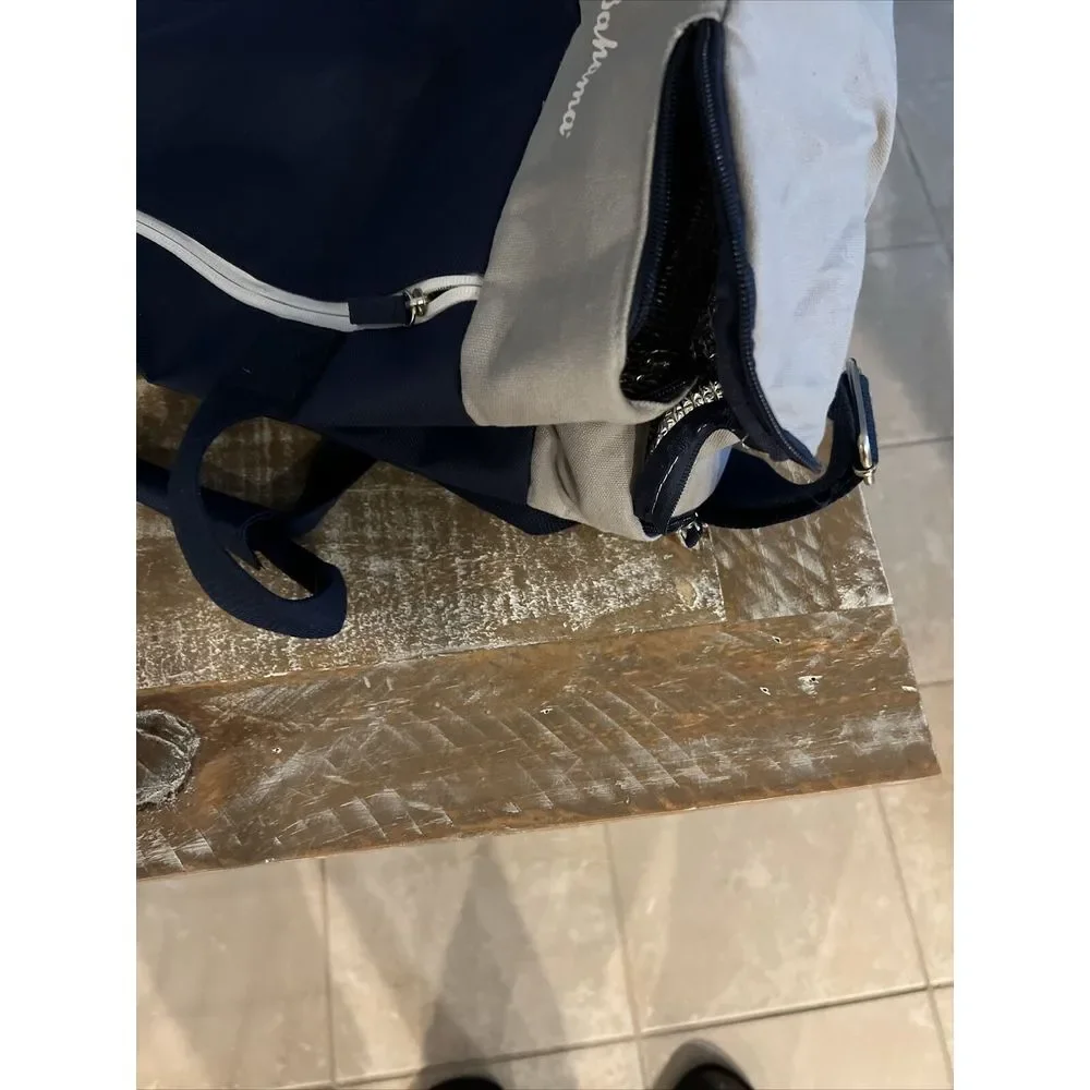 NEW TOMMY BAHAMA DUFFLE BAG Dark Blue w/ Grey‎ Trim & White Marlin Icon Day Pack